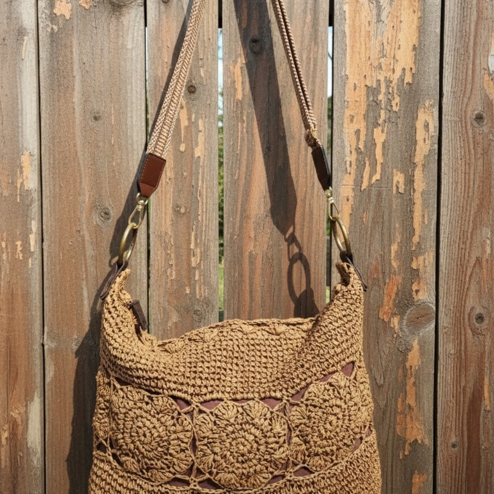 Eddie Bauer Brown Crochet Crossbody Bag